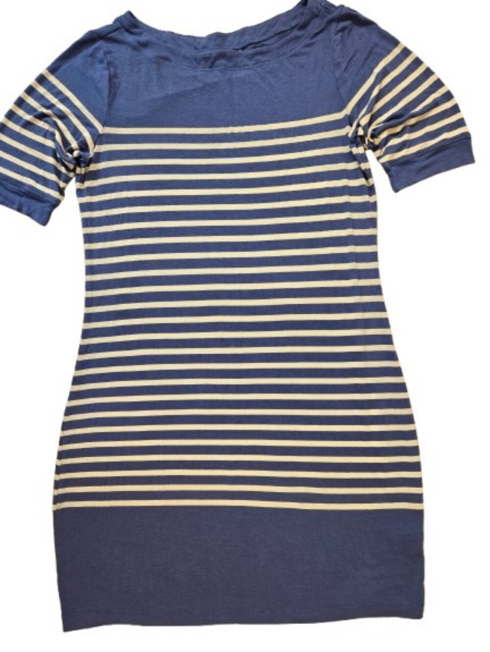 Banana Republic Soft Navy and Cream Striped Shift Dress Size Medium